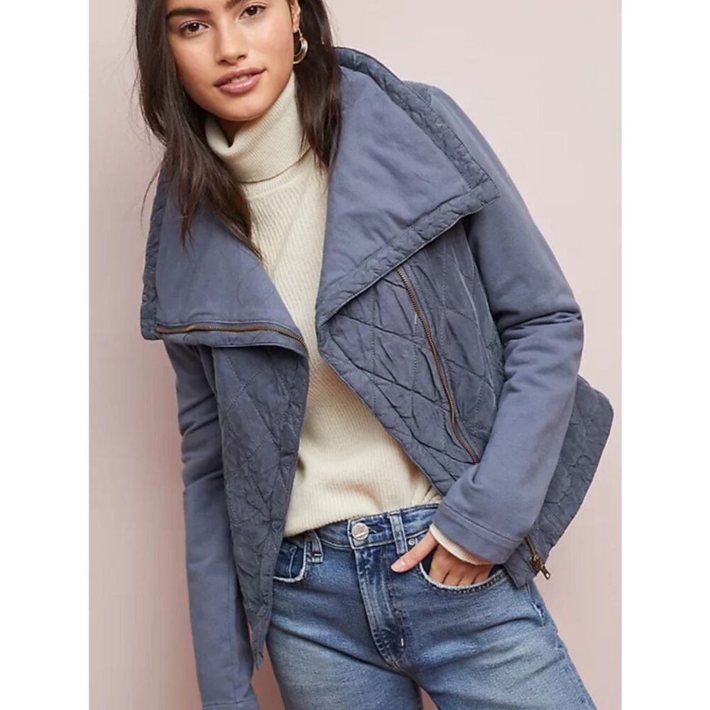 Anthropologie Marrakesh gray, soft, quilted jacket size extra large